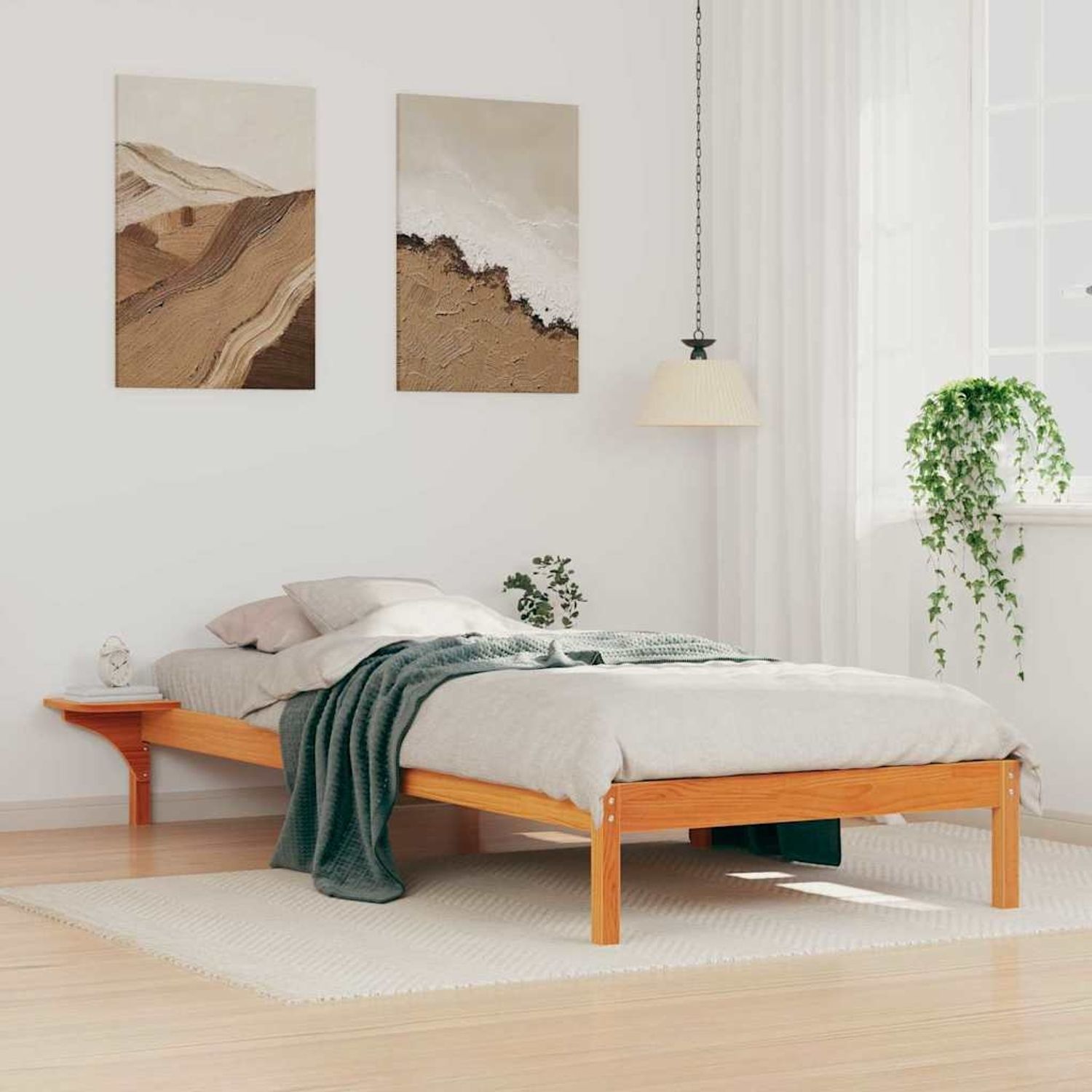 vidaXL Bettgestell mit Nachttischen Wachsbraun 90 x 220 cm 873243 Bild 1