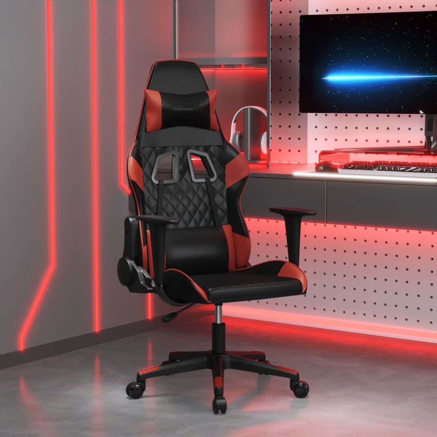 vidaXL Gaming-Stuhl Schwarz und Weinrot Kunstleder 3143760 Bild 1