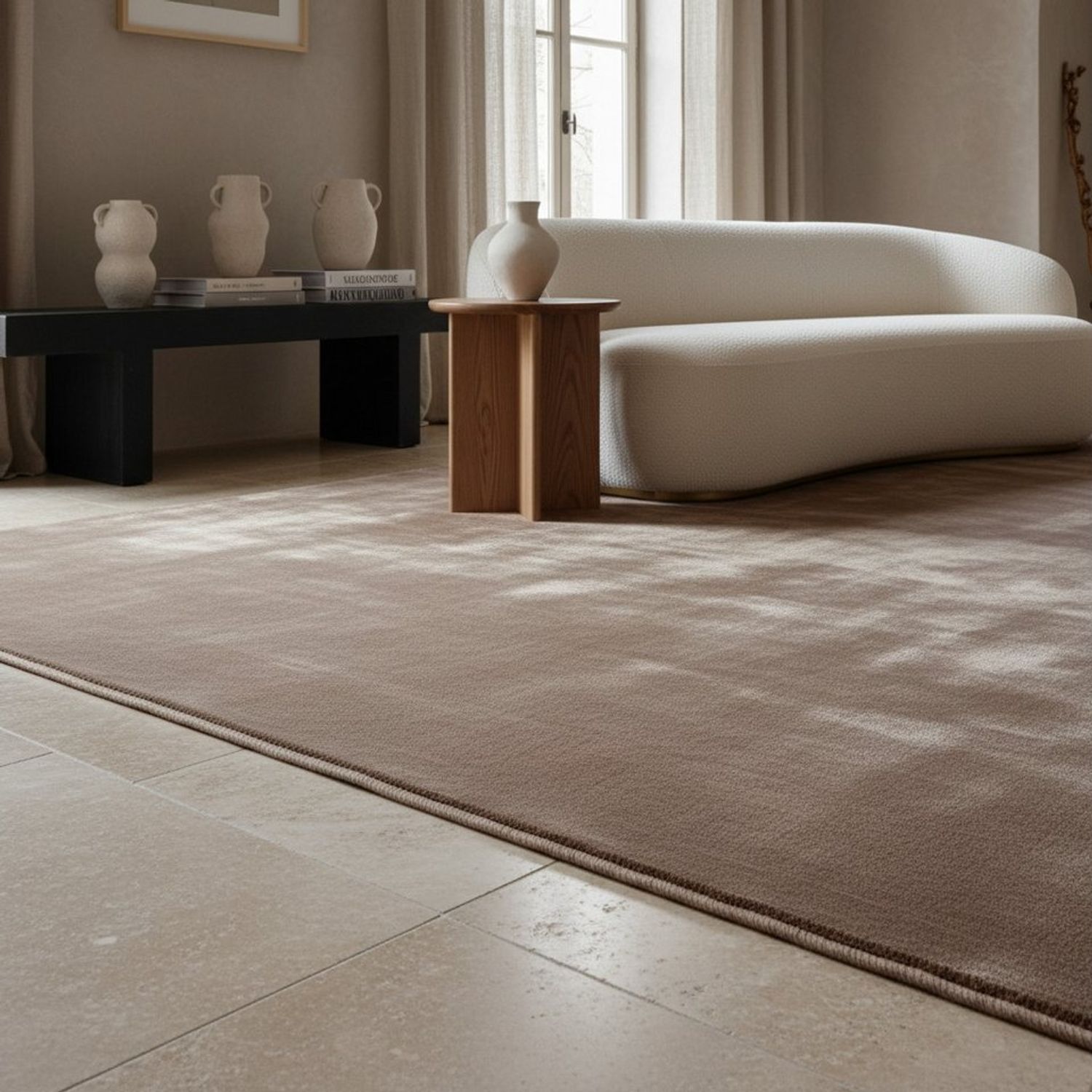 KADIMA DESIGN Teppich LECH Wohnzimmer Waschbar Schlafzimmer Wohnzimmerteppich Esszimmer Uni, Läufer, Höhe: 9 mm, Beige, 60x110 cm, Esszimmerteppich Fußbodenheizung Waschbar Bild 1