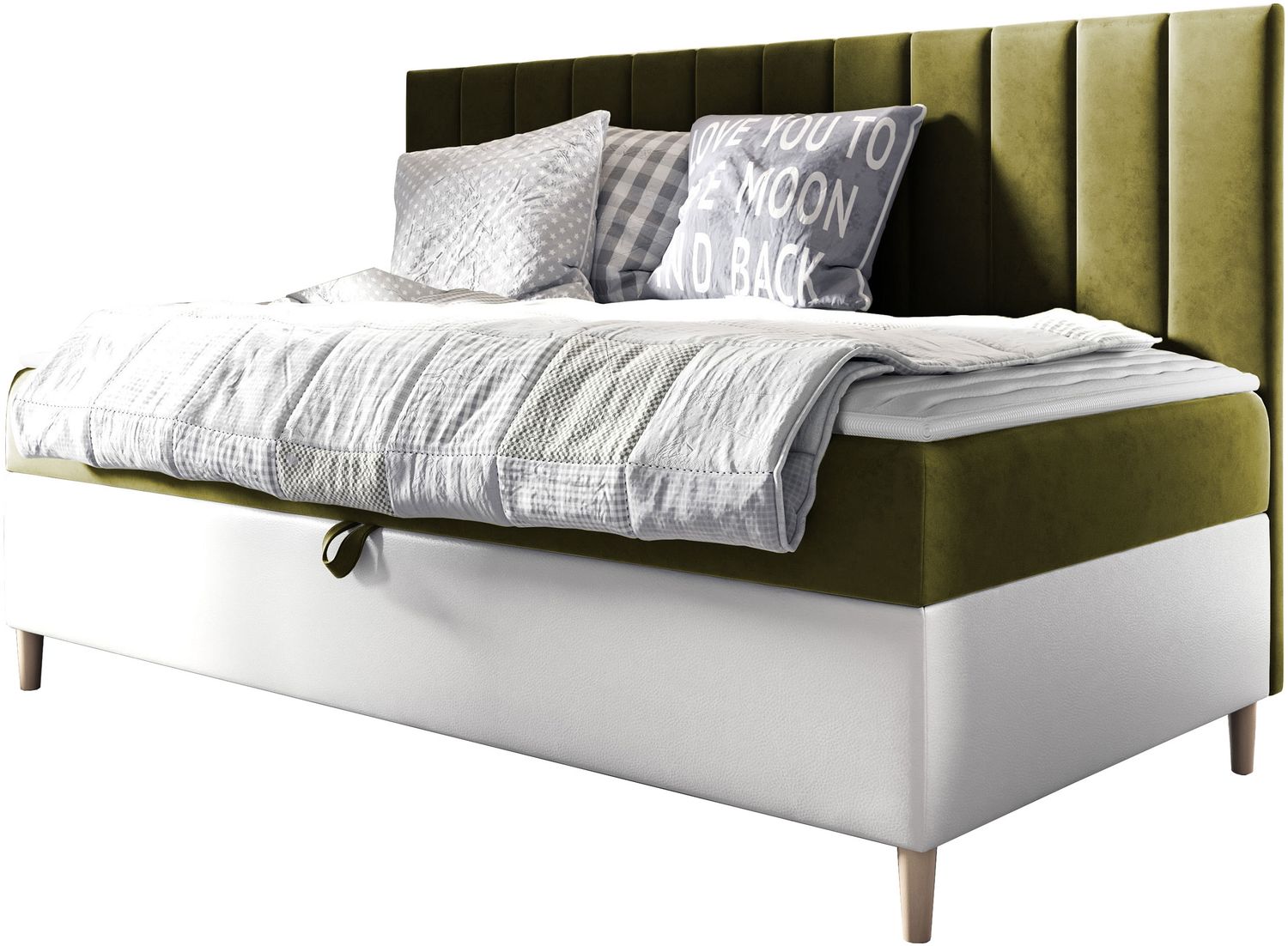 Boxspringbett Chapeni 'Junior 2' , grün, 90x200 cm Bild 1