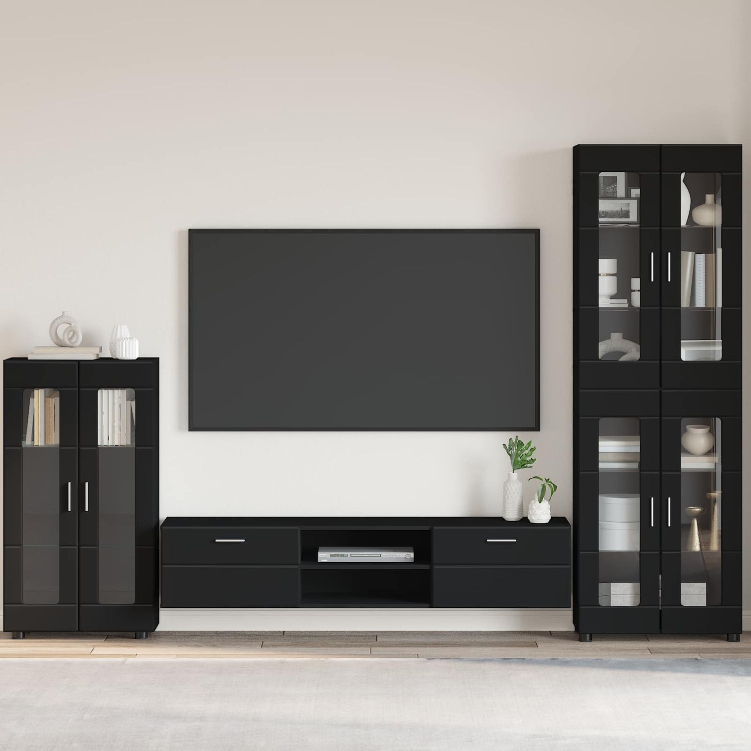 vidaXL Sideboard FLORIN Schwarz 55,5 x 29 x 100 cm Holzwerkstoff 880252 Bild 1