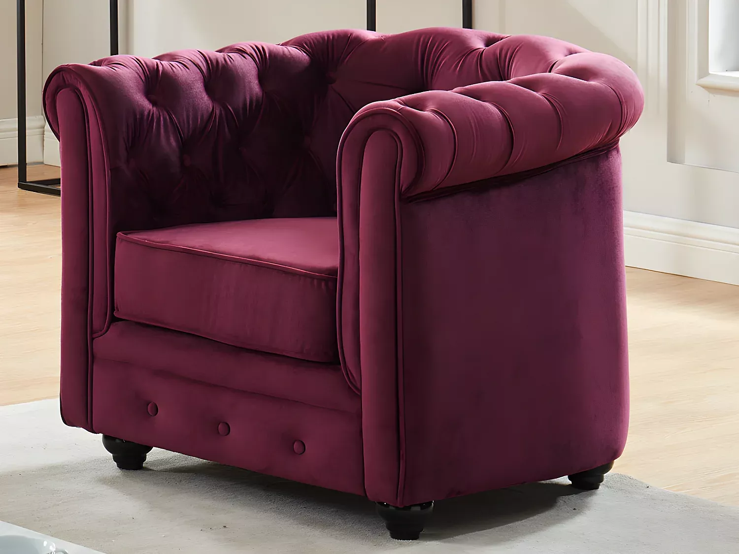Sessel CHESTERFIELD - Samt - Pflaumenfarben Bild 1