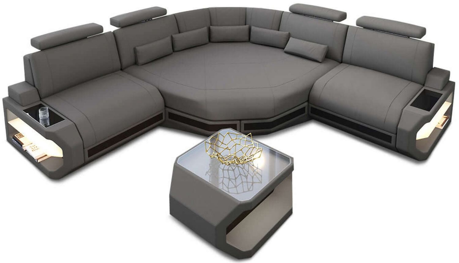 Mini Stoff Ecksofa Asti L Form - Mikrofaserstoff - hellgrau-schwarz Bild 1