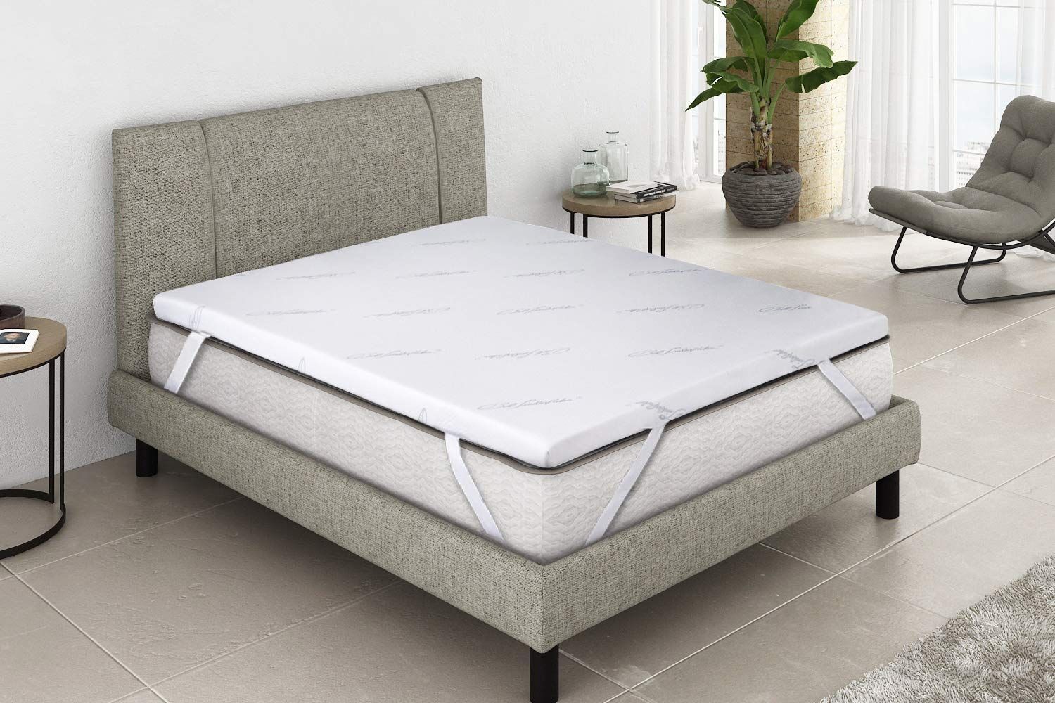 Imperial Komfort Topper viscoeslástico, Polyester, Weiß, Einzelbett, 190 x 105 x 5 cm Bild 1