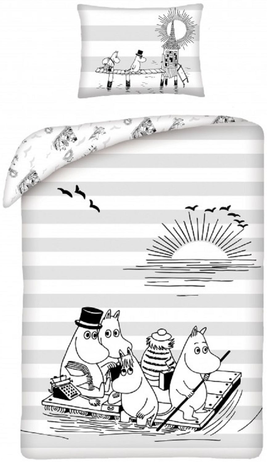 Mumins Bettwäsche Set aus Baumwolle Bettdeckenbezug 140 × 200 cm mit 50 × 70 cm Kissenbezug Bild 1