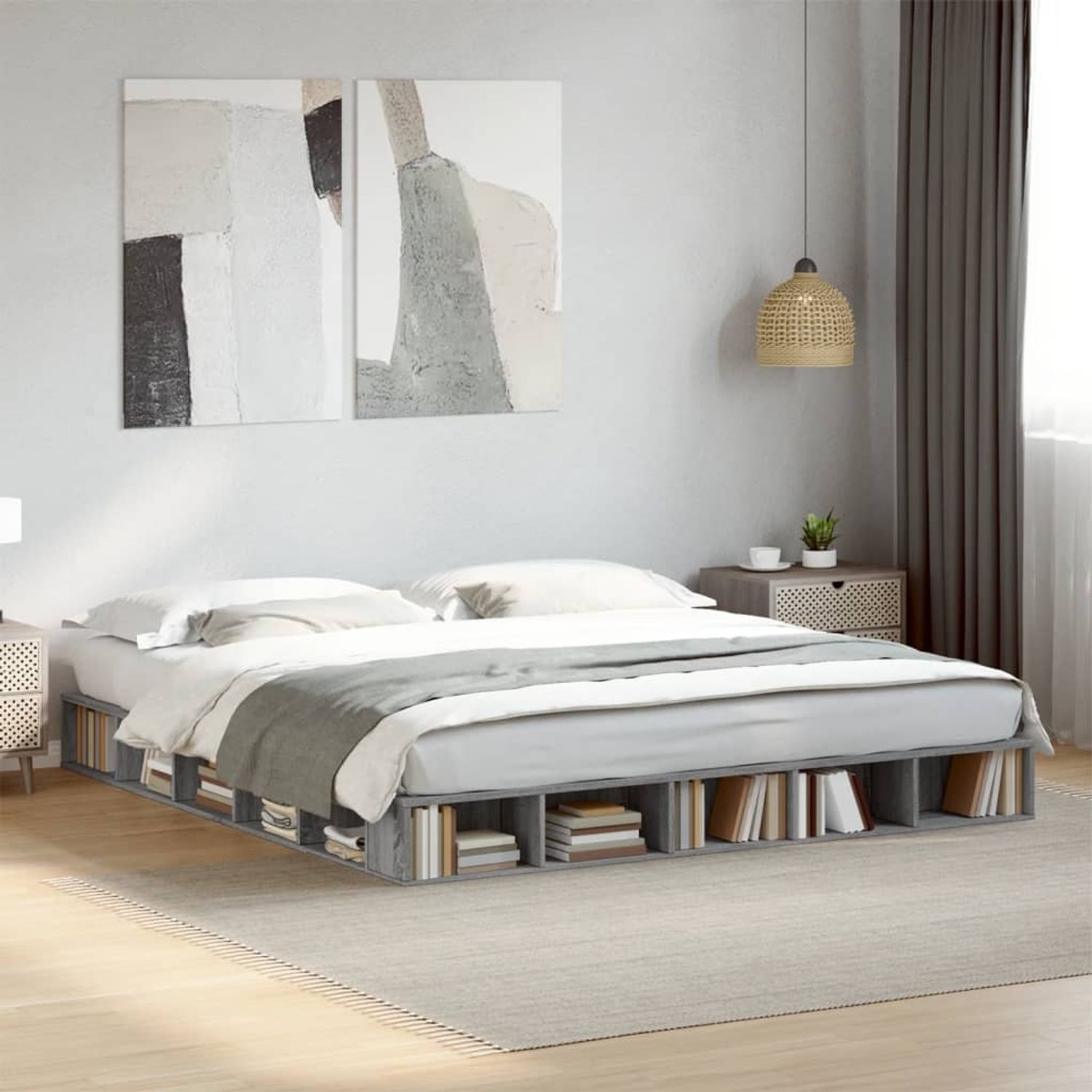 vidaXL Bettgestell Grau Sonoma 180x200 cm Holzwerkstoff 3280459 Bild 1