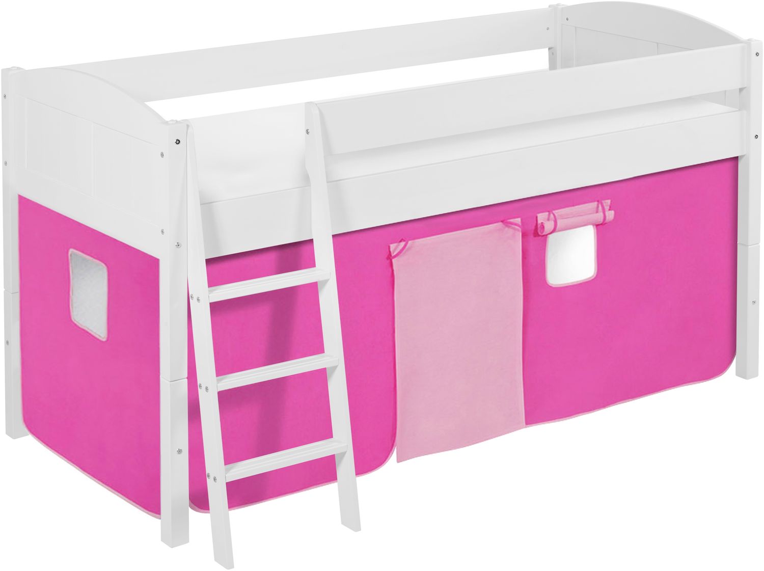 Lilokids 'Ida 4106' Spielbett 90x200 cm, Rosa, Kiefer massiv, mit Vorhang Bild 1