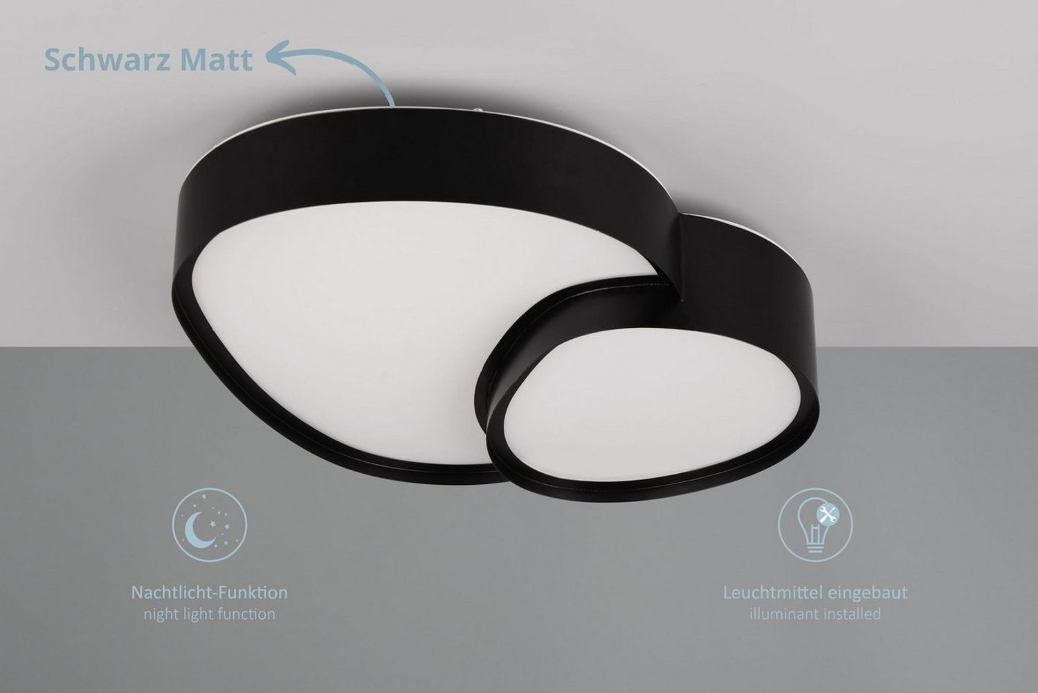 lightling LED Deckenleuchte Riana, LED fest integriert, Tageslichtweiß, Dimmer, Lichtfarbe einstellbar, Memory Funktion, Nachtlicht Bild 1