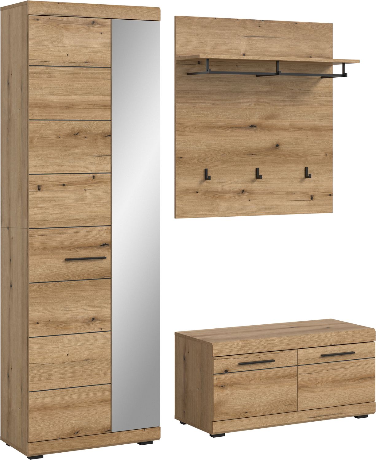 Garderobenkombination (B/H/T: 167x197x40 cm) in Evoke Oak Nachbildung Bild 1