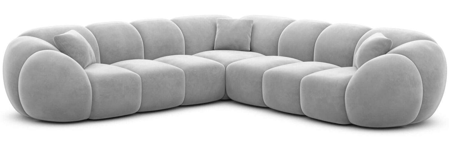 Couch Valderosa L Form in Samtstoff - Samtstoff - hellgrau Bild 1