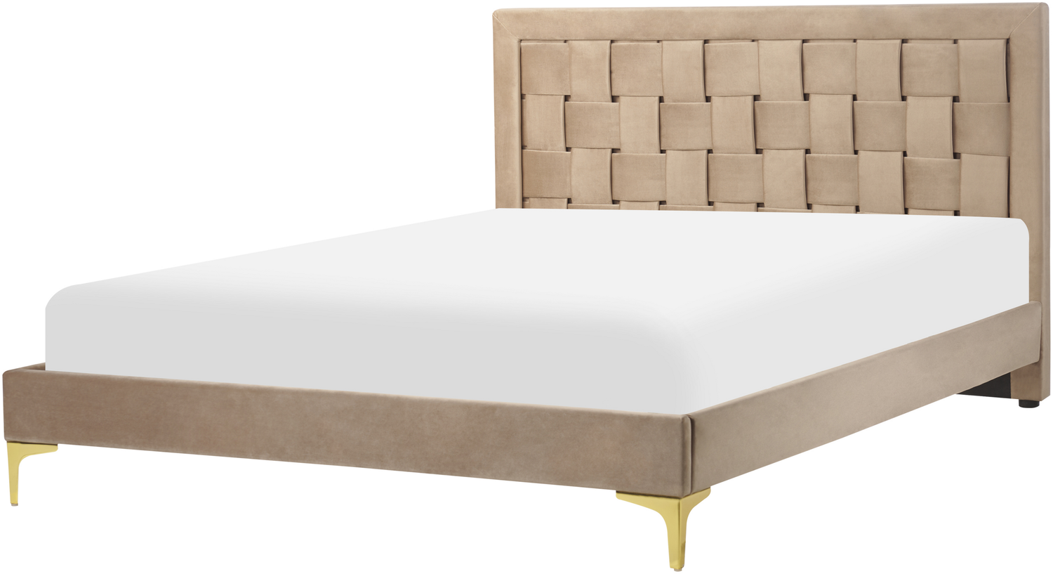 Bett mit Lattenrost LIMOUX 140 x 200 cm Samtstoff Taupe Bild 1