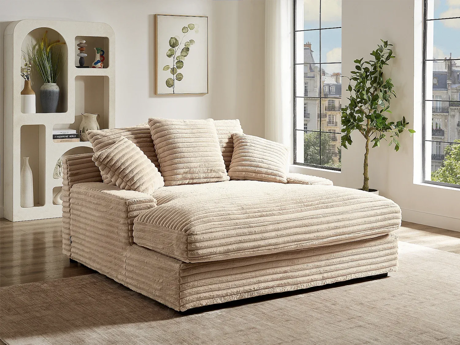 Vente-unique - ESARTO Chaise longue SamtStoff Puderrosa - B 168 cm x H 95 cm x L 163 cm Bild 1