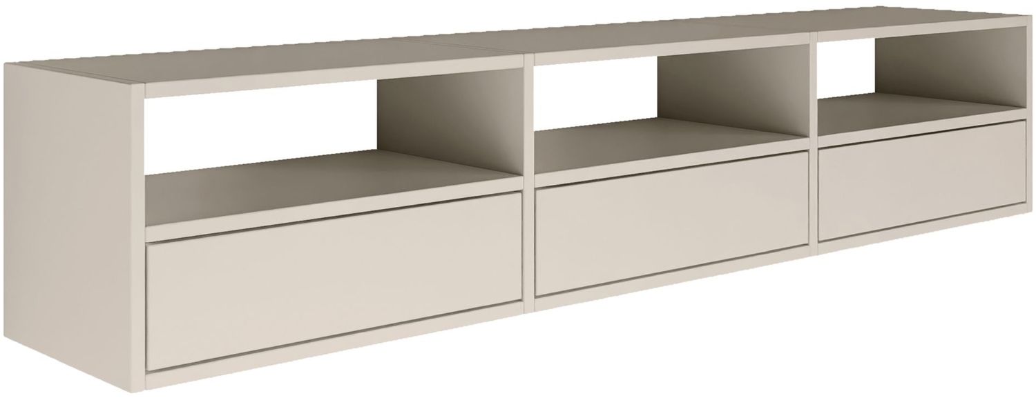 Selsey 'Framme' hängendes TV-Board mit drei Klappen und offenen Ablagen, Kaschmirgrau, 150 cm Bild 1