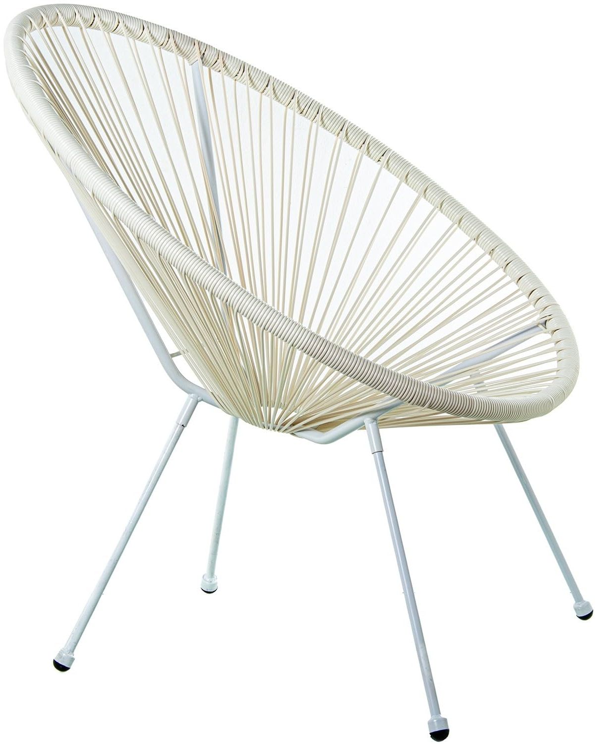 DRW Outdoorsessel aus Stahl und synthetischem Rattan PE in Weiß, 80 x 71 x 83 cm Bild 1