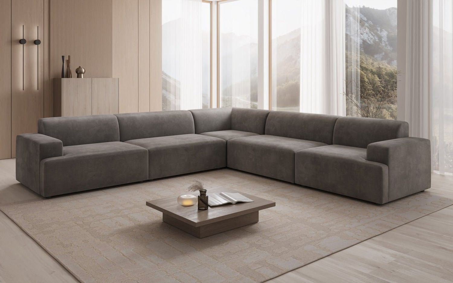 Luxusbetten24 Sofa Designer Sofa Monza Wohnlandschaft L XXL, in Samt Bild 1