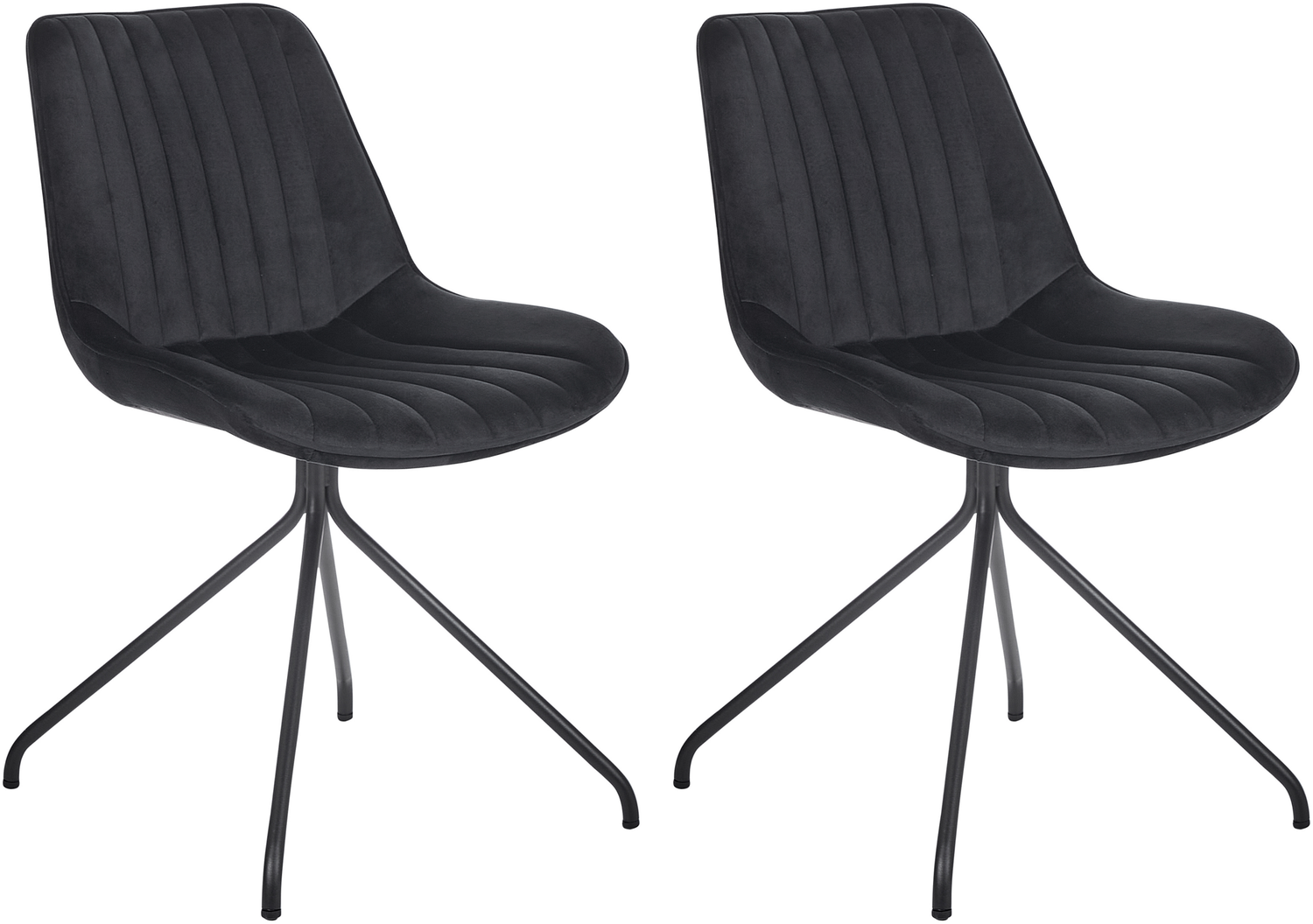 Esszimmerstuhl 2er Set NAVASOTA Samtstoff Schwarz Bild 1