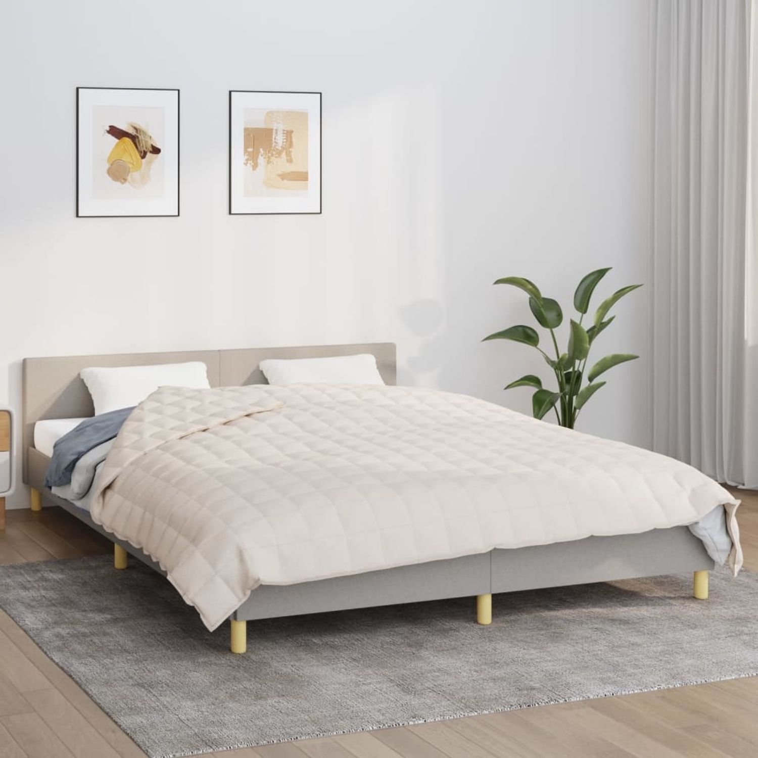 vidaXL Gewichtsdecke Stoff, 1 x Gewichtsdecke, Creme, 220x230 cm, Baumwolle, 15 kg Bild 1