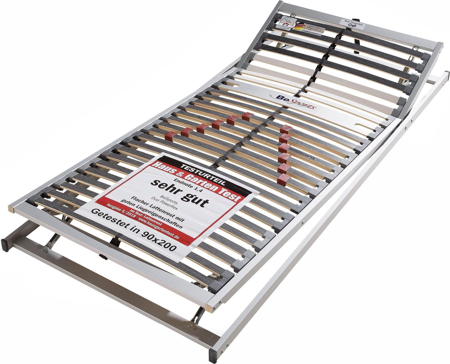 Lattenrost BeSports Duo Powerflex KF, 28 Leisten, Kopf- und Fußteil manuell verstellbar Größe 140 x 200 cm Bild 1