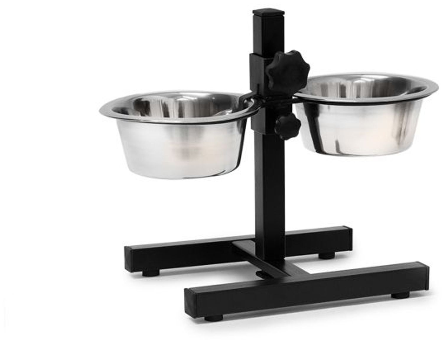 Relaxdays Futterstation Hund rutschfest, höhenverstellbar 0,8l, Edelstahl silber, 27 x 36 x 21,5 cm Bild 1