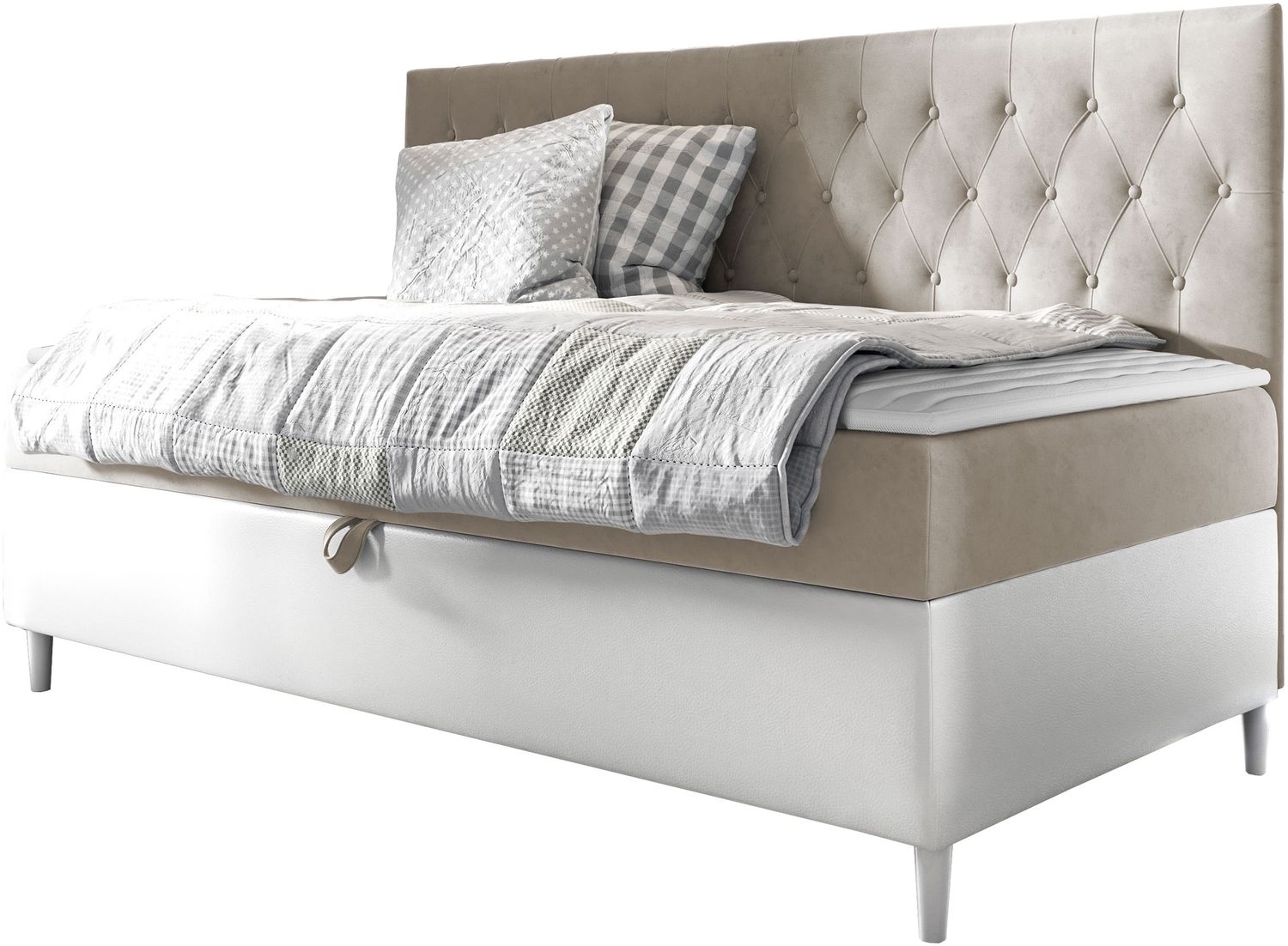 Boxspringbett 'Lenda Junior 2' beige 100x200 cm Bild 1