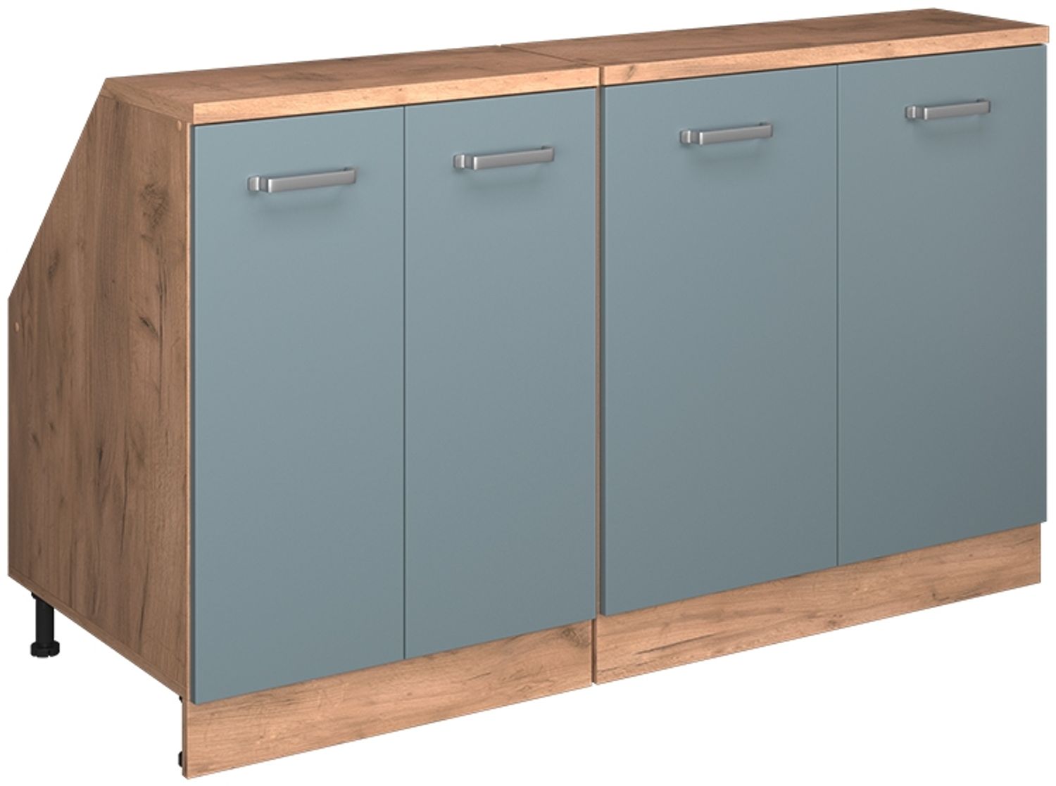 Dachschrägenschrank-Set Rion Blau-Grau 140 cm 2er Set Schrankkorpuss 60 cm Tiefe Vicco Bild 1