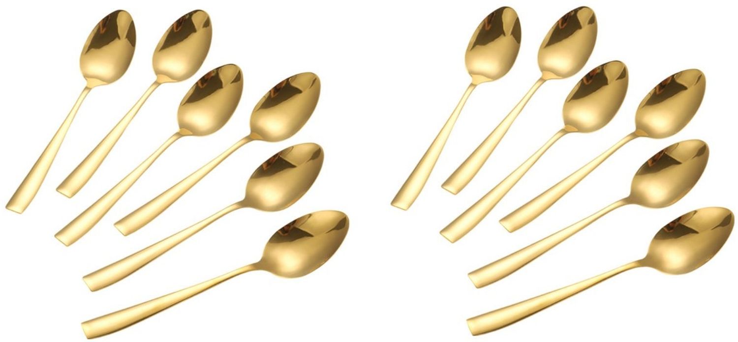 12er Set Kaffeelöffel Teelöffel Löffel L 14,5cm CF1007 Gold Bild 1