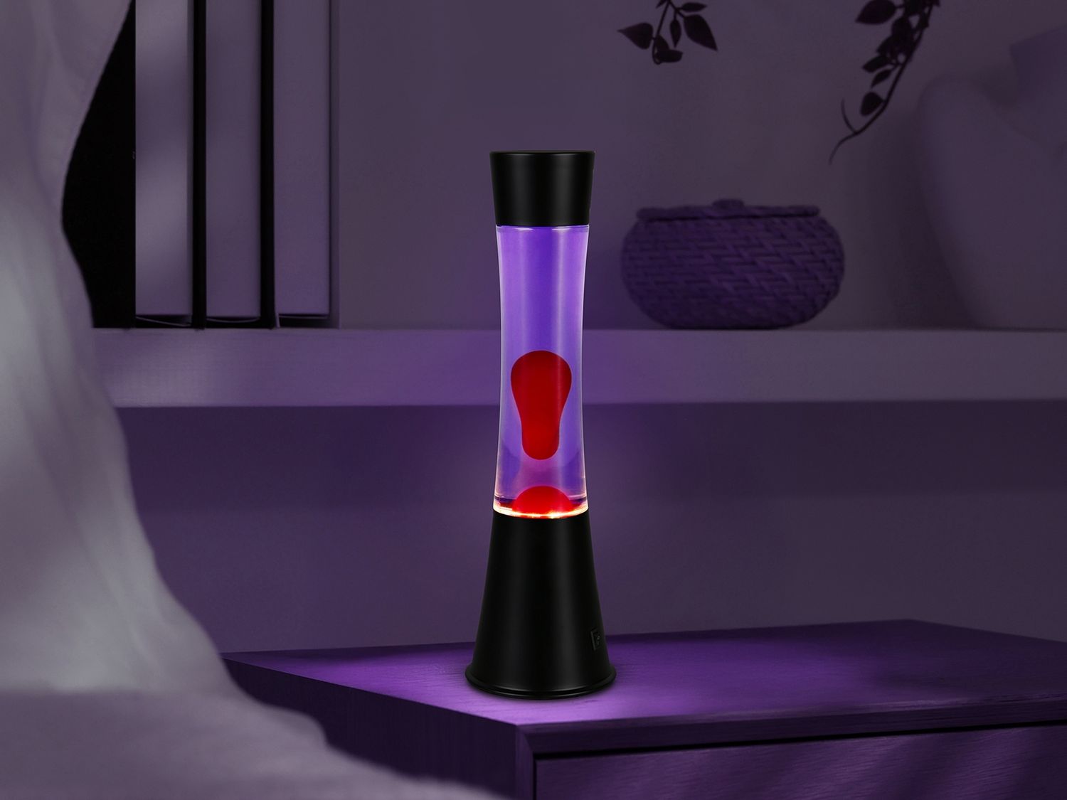 LED Lavalampe ETNA im 90er Jahre Design, Schwarz mit roter Lava, Höhe 39,5cm Bild 1