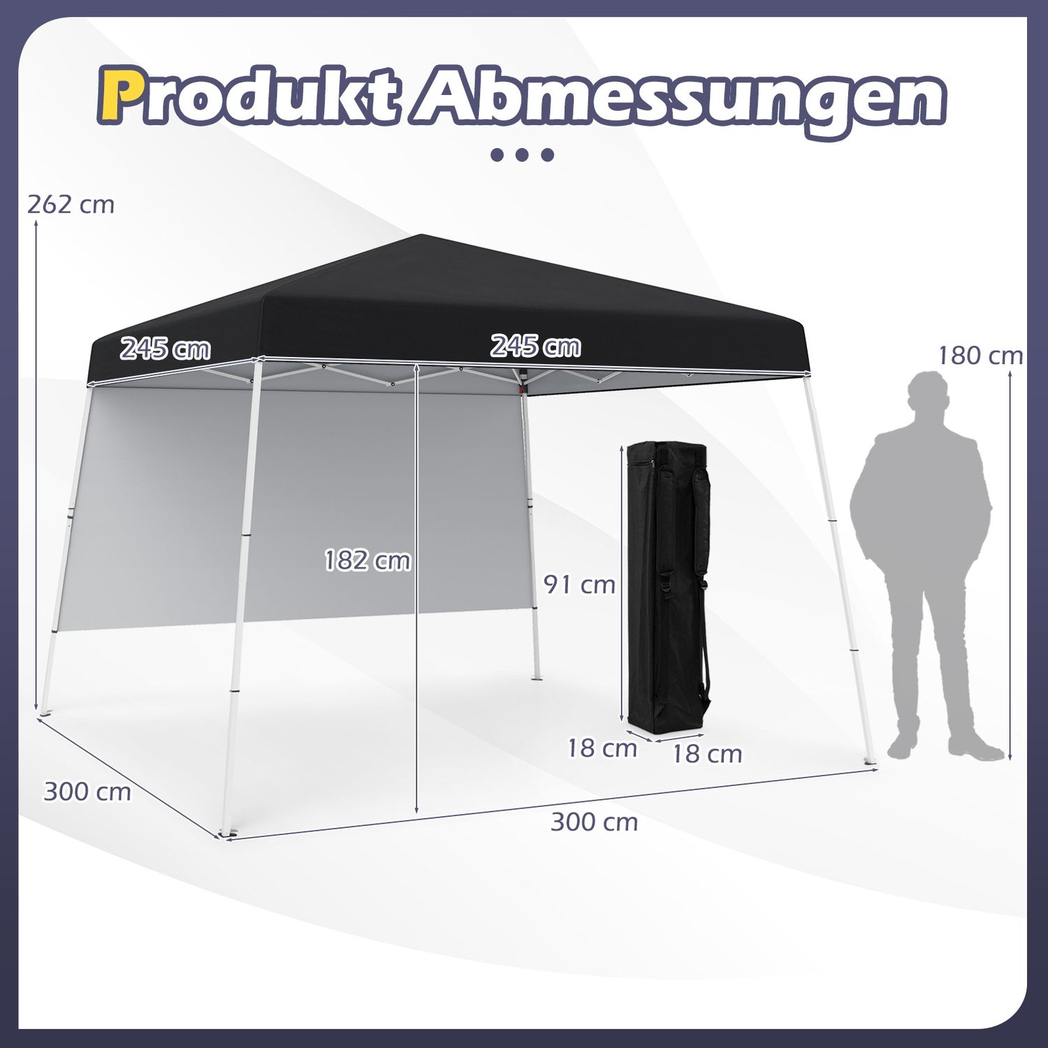 3 x 3 m Pop up Pavillon Faltpavillon Gartenzelt Wasserdicht & Sonnenschutz Gartenpavillon Schwarz Bild 1