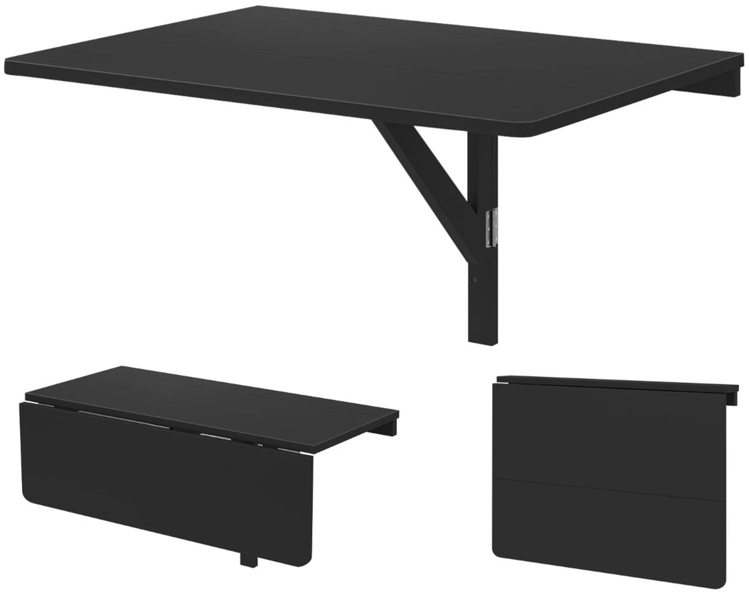 Wandmontierter Klapptisch Platzsparender Küchentisch Klappbarer Wandtisch 80 x 60 cm Schwarz Bild 1