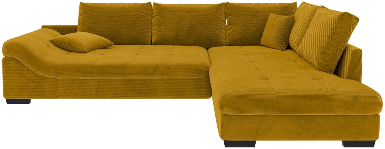 Couch Mykonos L Form in Samtstoff - Cordstoff - gold - Rechts Bild 1