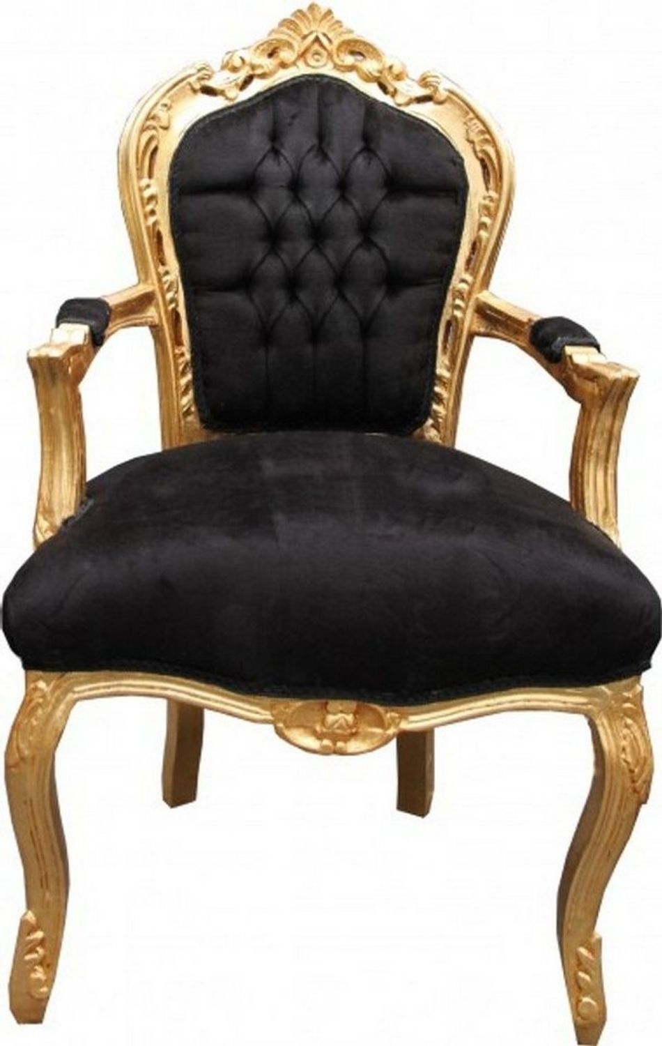 Casa Padrino Esszimmerstuhl Barock Esszimmerstuhl Schwarz / Gold mit Armlehnen Mod2 Antik Stil Bild 1