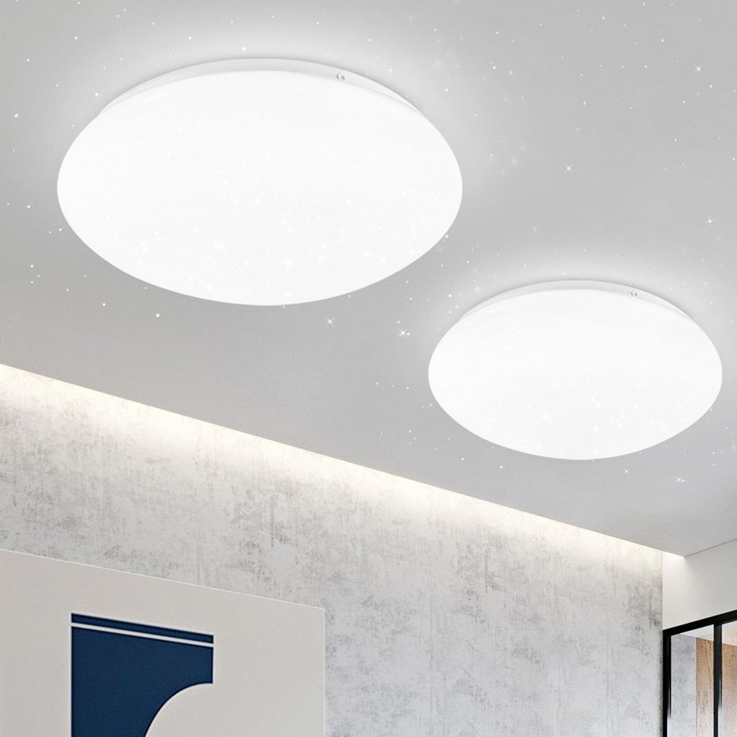 ZMH Deckenleuchte Wohnzimmer Ø16.5CM Rund 5W Küchenlampe 3000/4000/6500K Flur, Augenschutz, Warmweiß, Sternen-Design Schlafzimmerlampe Küche Büro Bild 1