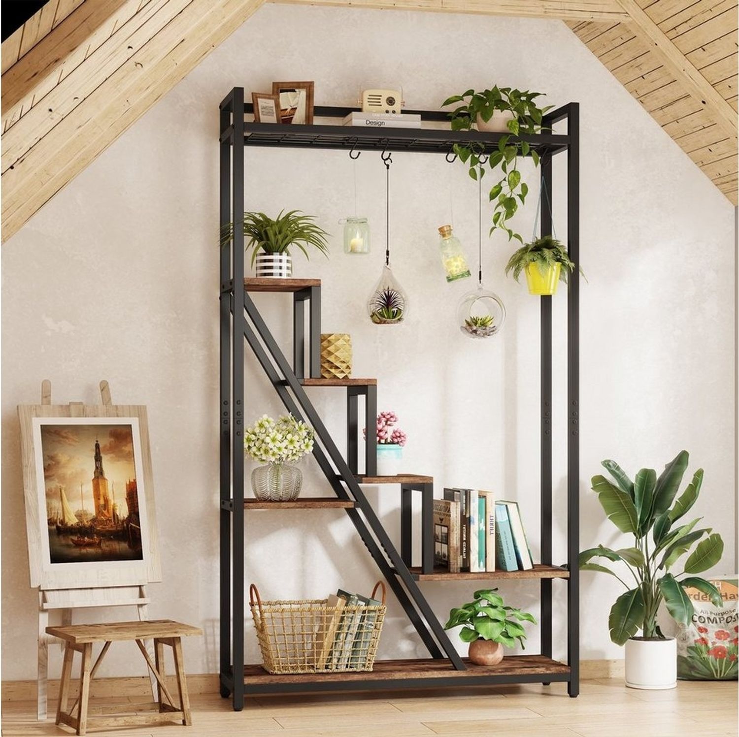 Tribesigns Blumenständer 180cm hoher Pflanzenständer, 7-stöckiges Pflanzenregal mit 5 S-Haken (1 St) Bild 1