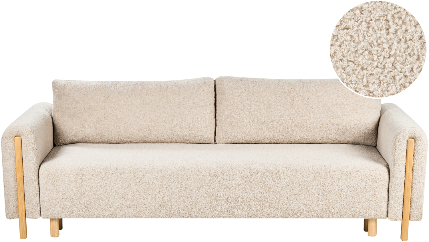Schlafsofa 3-Sitzer KVAM Bouclé Hellbeige mit Stauraum Bild 1