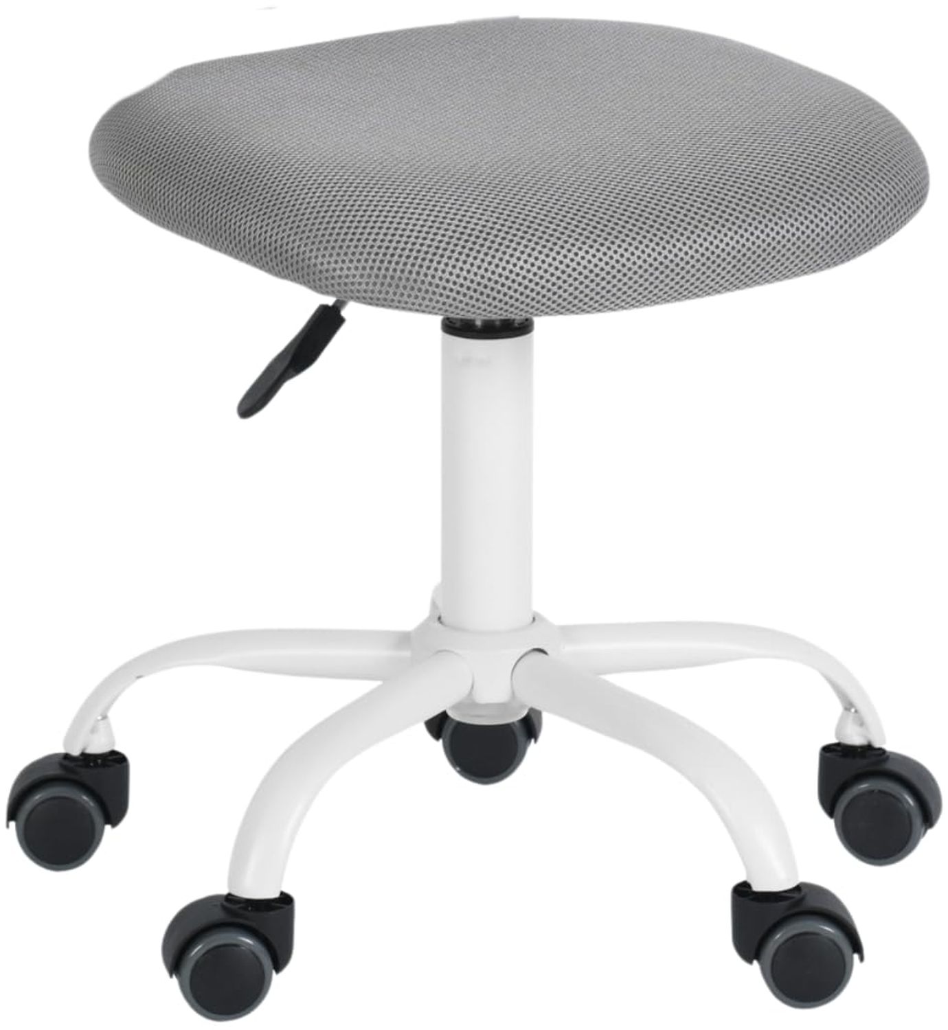 FurnitureR Sitzhocker Sitness Bobby für Kinder, Standfußring Alu weiß lackiert, Stoffbezug, grau Bild 1