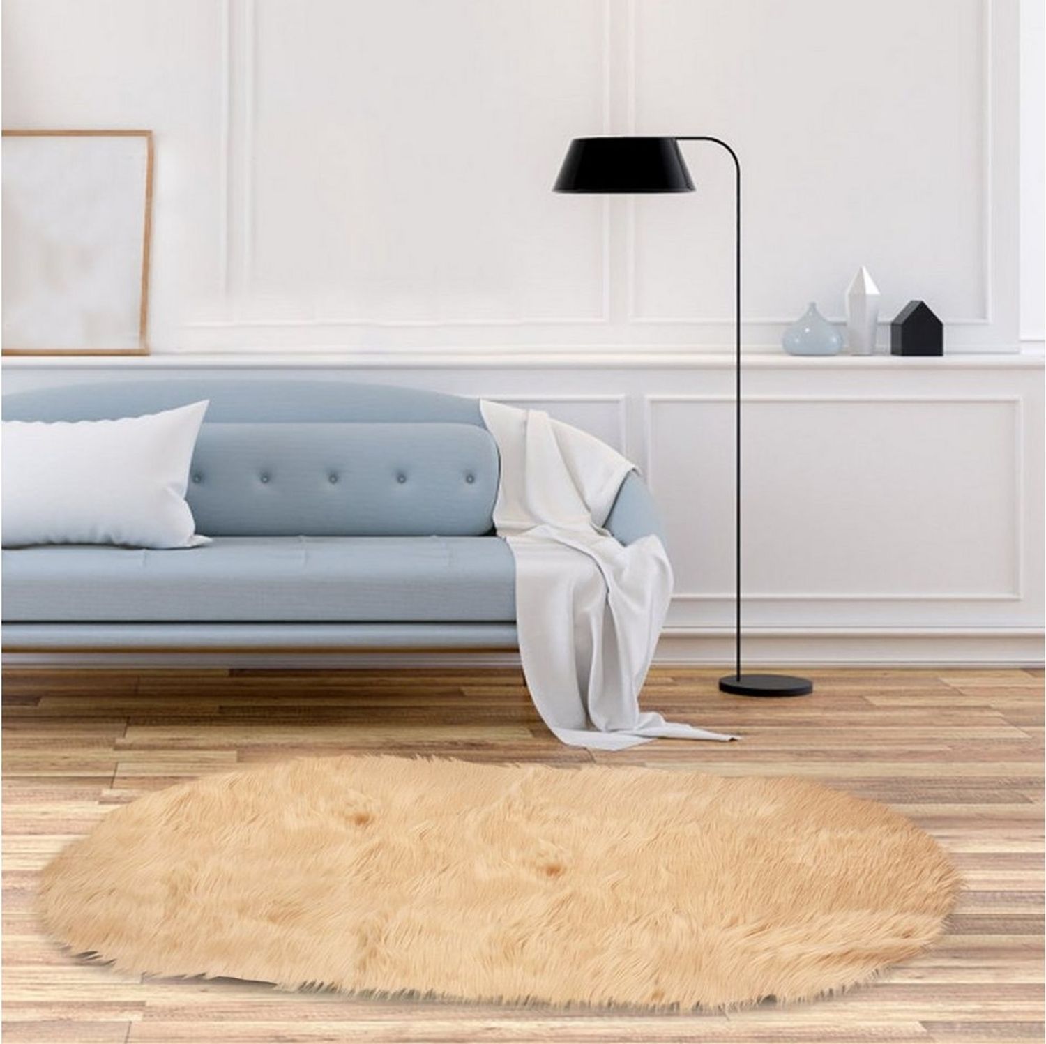 Sunicol Langflor-Teppich 6 cm Hochflor Teppich, Weich, Flauschig, Kunstfell für Schaffell, Anti-Rutsch, Zottelige Fußmatten für Wohnzimmer, Schlafzimmer Bild 1