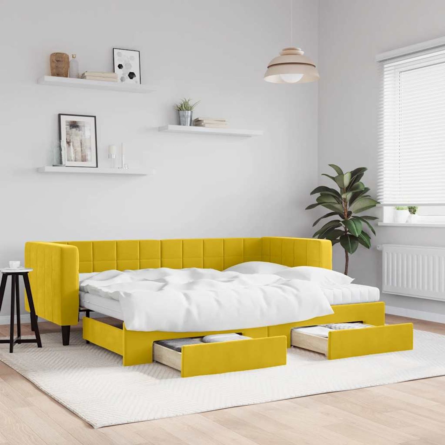 vidaXL Tagesbett Ausziehbar mit Schubladen Gelb 80x200 cm Samt 3196761 Bild 1