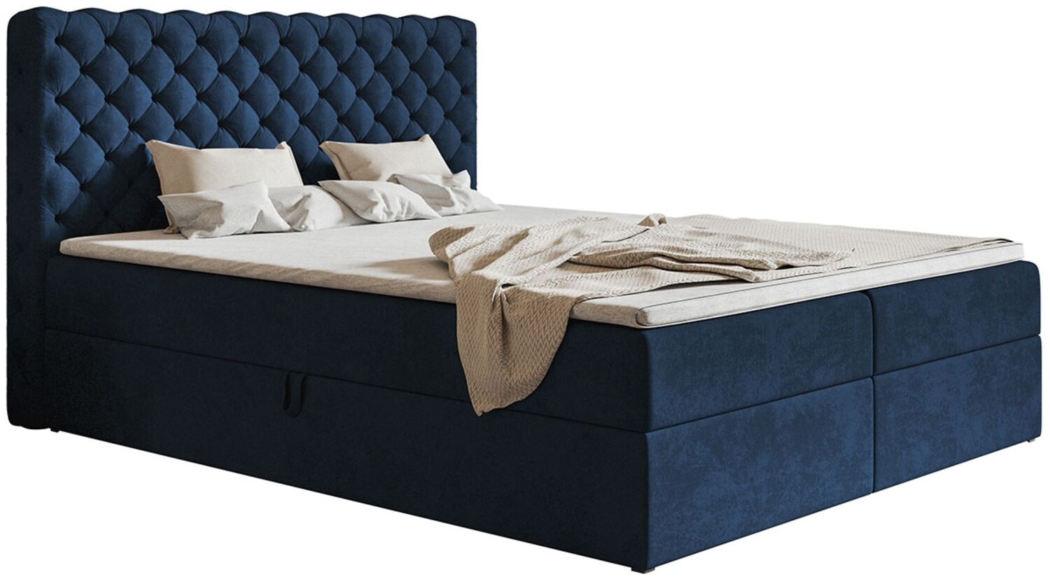 AX LIVING Boxspringbett Bonio VIII – 160 cm Breite, Schlafkomfort Blau Bild 1