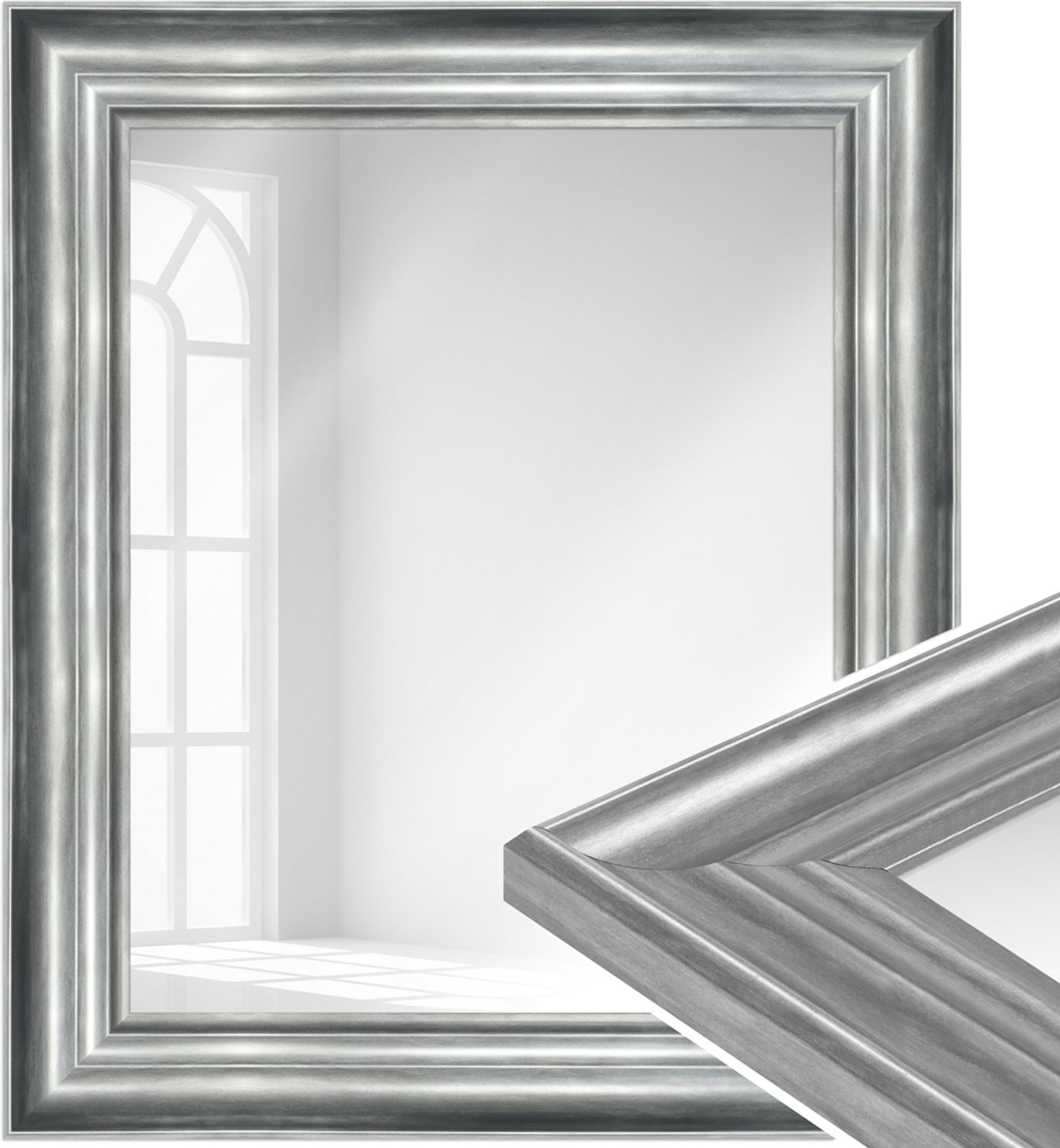 WANDStyle Wandspiegel H240 aus Kunststoff in Silber 53 x 63 cm im Stil Modern Bild 1