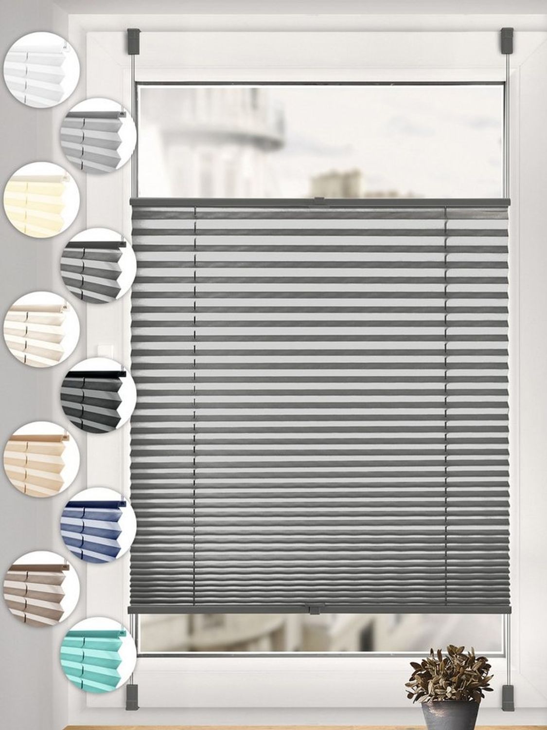 Sonello Plissee ohne Bohren Rollo Klemmfix für Fenster & Tür Lichtschutz, blickdicht, ohne Bohren, verspannt, Klemmfix, 30cm x 100cm Anthrazit/Dunkelgrau Faltrollo, Easyfix, Jalousie Bild 1