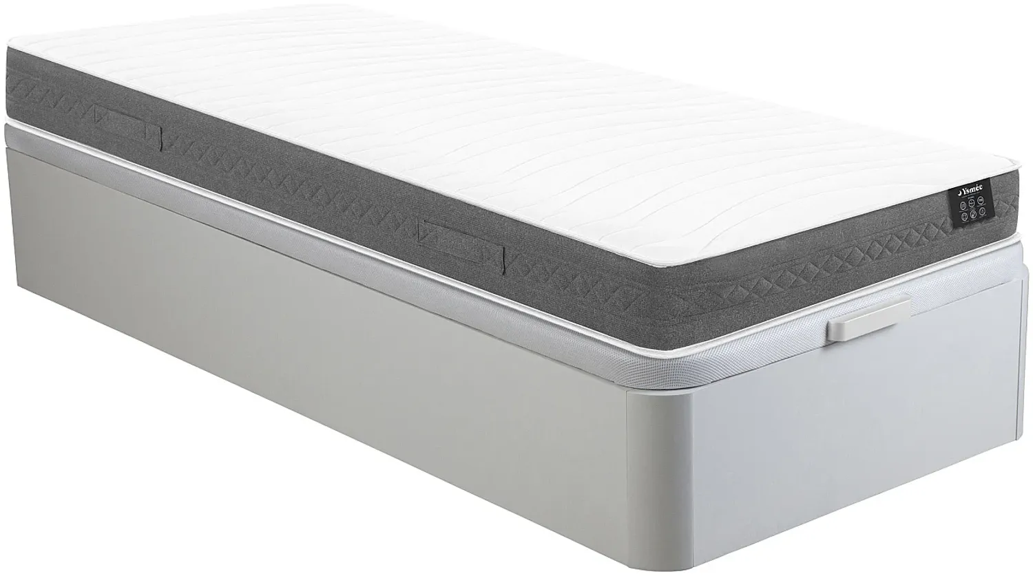 Vente-unique - ENOROS Mattress and bed base set StoffHolz, Platte Weiß - B 90 cm x H 30 cm x L 190 cm Bild 1