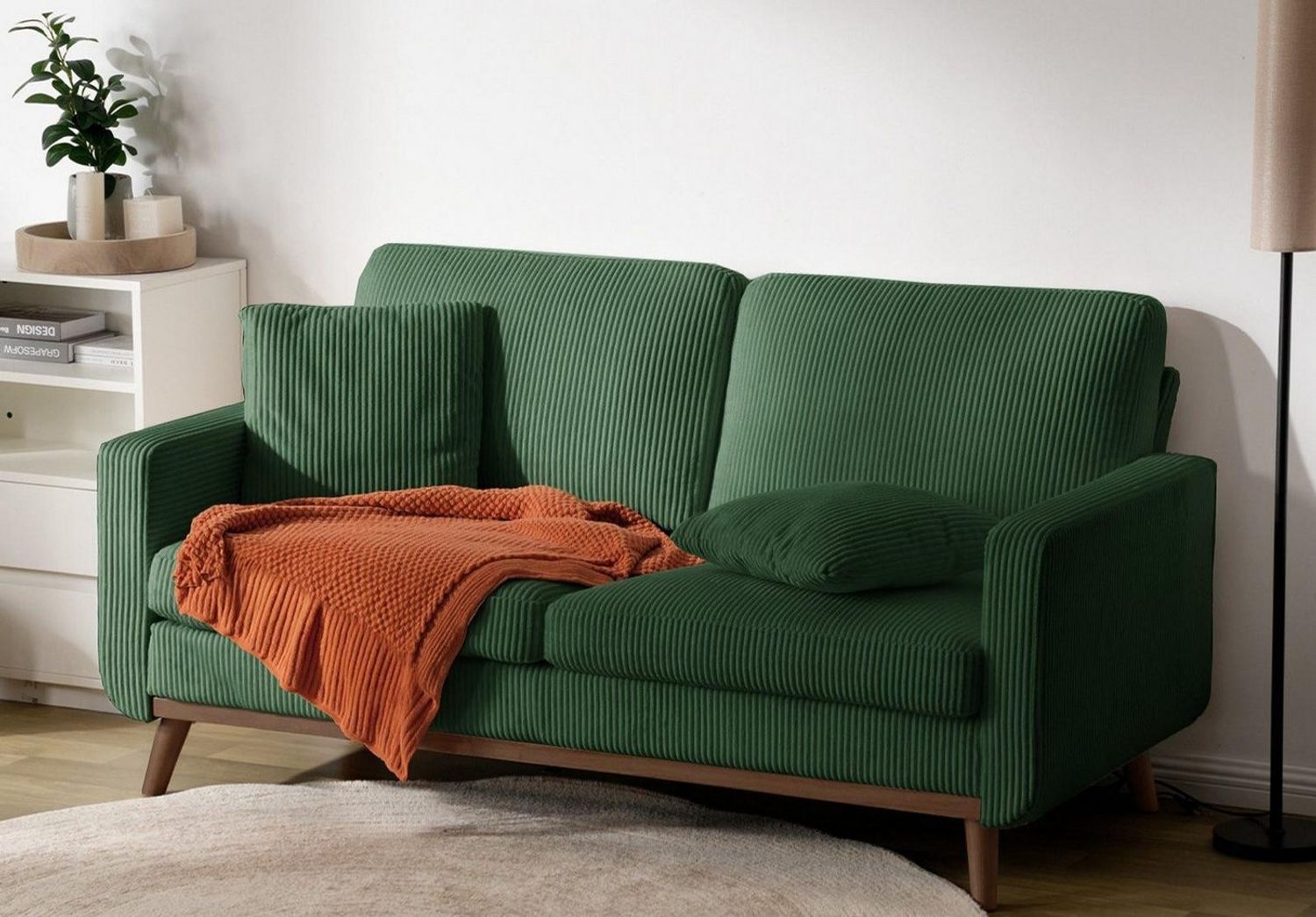 Patbrela Sofa 2-Sitzer-Sofa aus Cord für das Wohnzimmer robustes, Sofa mit Holzgestell für kleine Räume oder das Büro Bild 1