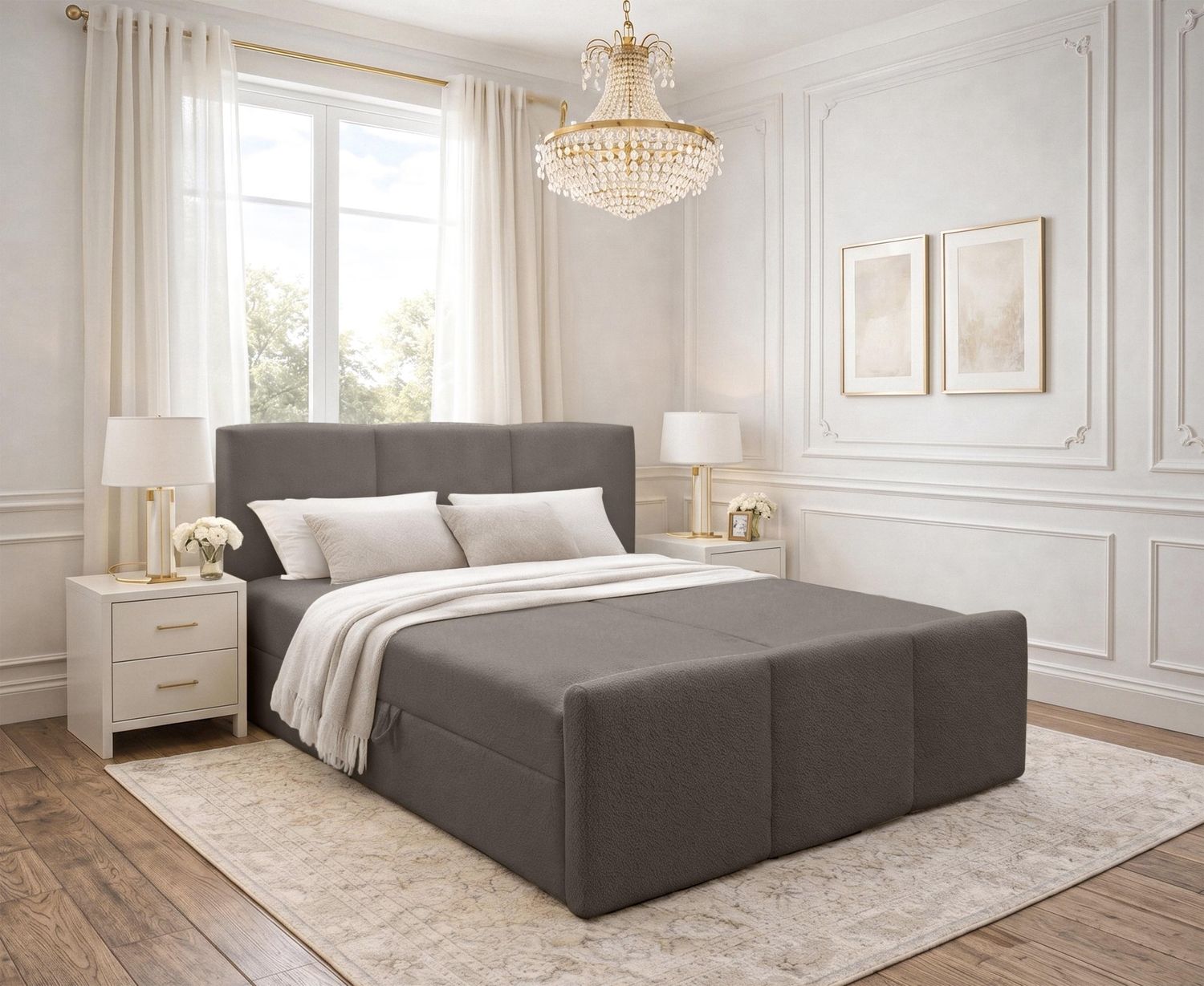 AX LIVING Boxspringbett 160x200 Braun Ankarra Bett mit Stauraum Bild 1