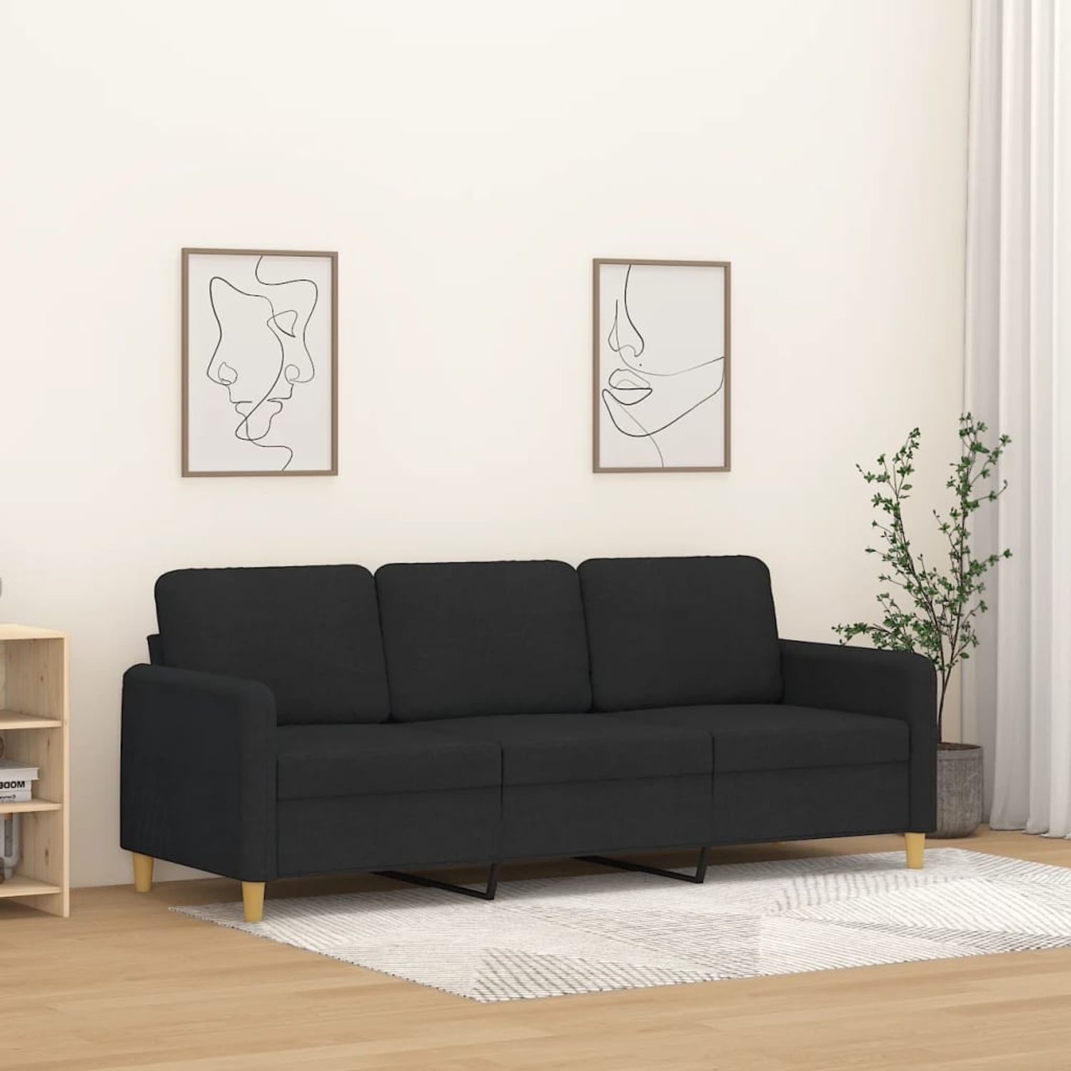 vidaXL 3-Sitzer-Sofa Schwarz 180 cm Stoff 359490 Bild 1
