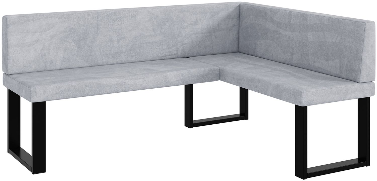 MEBLINI Eckbank für Esszimmer - Küchenbank - Essecke - Sitzecke Küche - TONI - U-Beine 128x168x87cm Rechts - Hellgrau Samt Bild 1