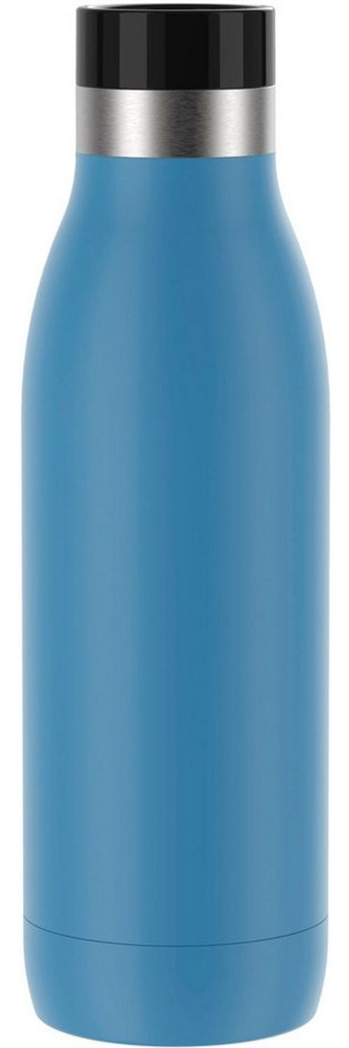 Emsa Bludrop Color Trinkflasche mit Quick-Press Verschluss, spülmaschienenfest, Edelstahl Aqua-Blau, 0,5 Liter Bild 1