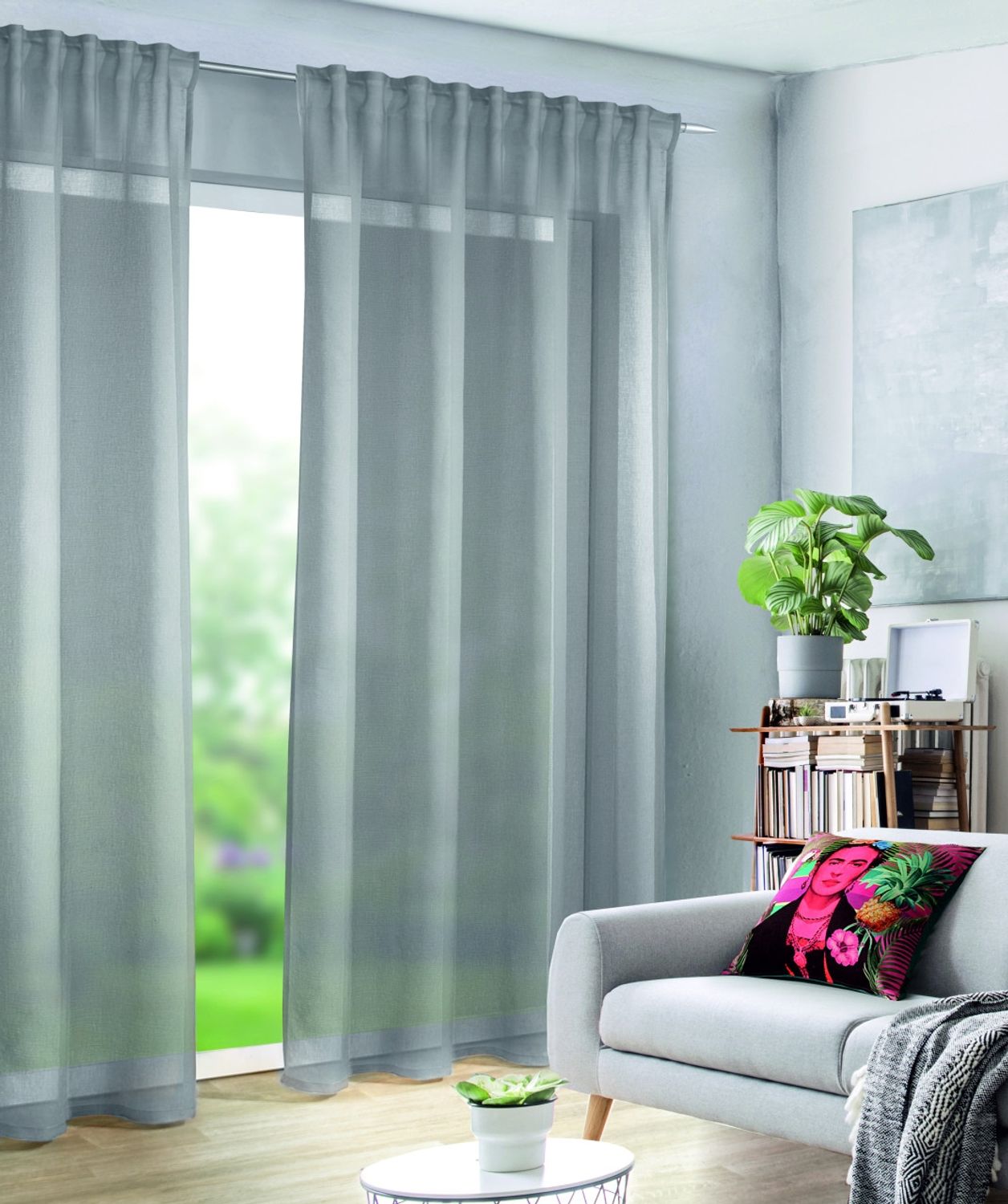 Sehlbach Gardine Schal Grasleinen silbergrau 245 x 135 cm Bild 1
