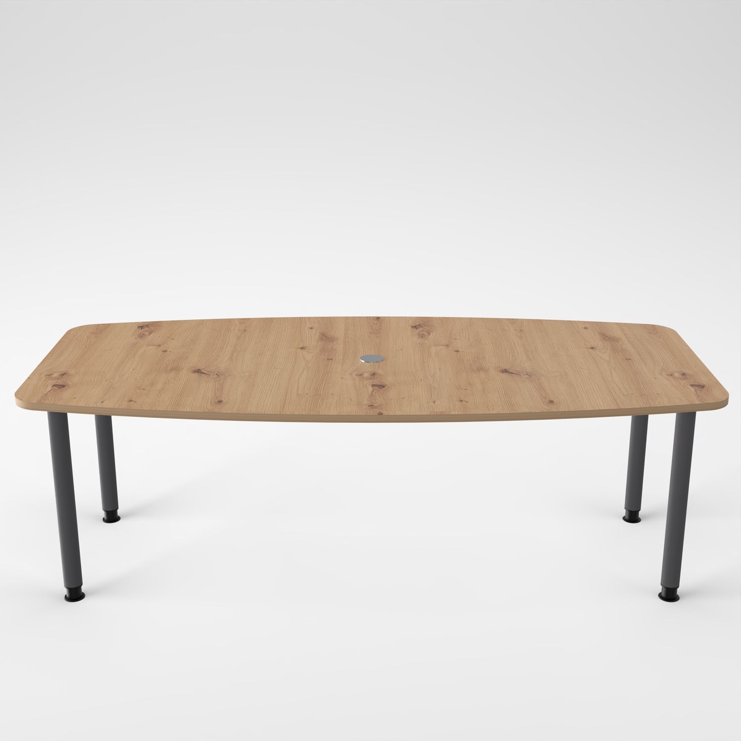 Rheinland Möbel Konferenztisch KONTI 220x103 cm – ovaler Besprechungstisch in Asteiche mit graphitfarbenen Rundrohrfüßen & Kabelauslass, Meetingtisch für 6–8 Personen, moderner XXL-Tisch fürs Büro & Besprechungsraum Bild 1