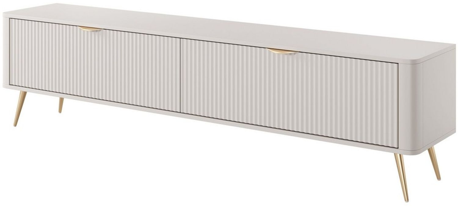 yourhouse24 TV-Schrank TV-Lowboard 200 cm LANTE 2D beige/gold, schwarz Bild 1