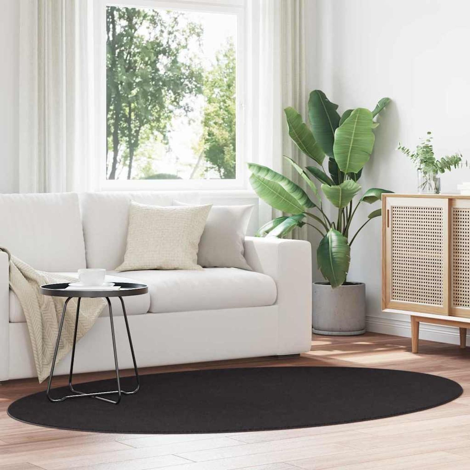 vidaXL Bereichsteppiche Oval HUARTE Schwarz 140 x 200 cm 4103652 Bild 1